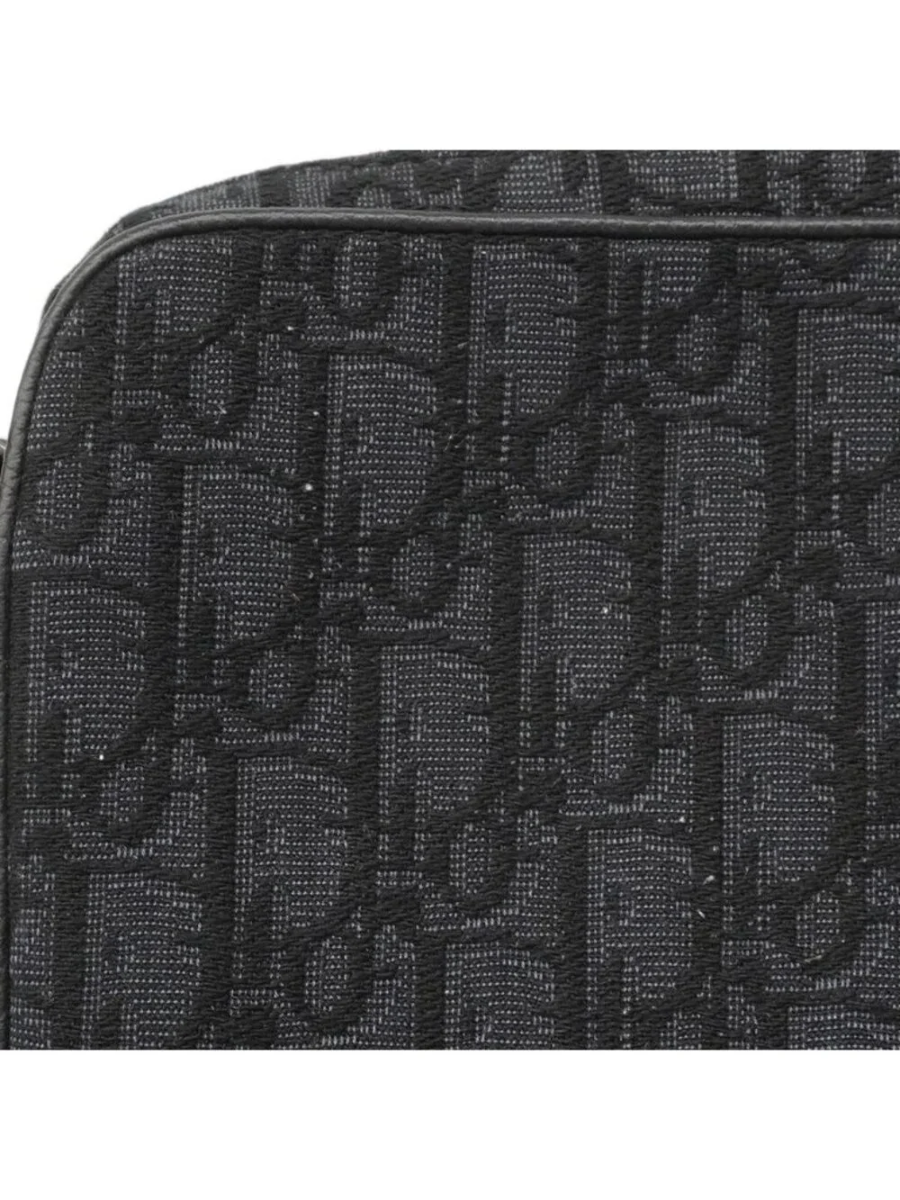 Dior Shoulder Bag Oblique Saddle Canvas Black Silver
